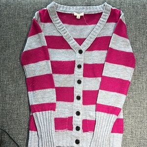 Gray and Pink Striped Sweater | Size M